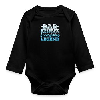 Fischjagd Dad Husband Spearfishing Legend Papa - Baby Bio-Langarm-Body - Schwarz - Vorne