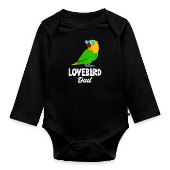 Lovebird Daddy Love Birds Parrot Holder Men - Organic Longsleeve Baby Bodysuit - black - Front