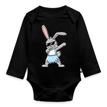 Dabbing Bunny avec Hawaii Rock Design Gift Idea - Body Bébé bio manches longues - noir - Devant