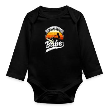 Bogenfischen Frauen Bowfishing Babe Bogenfischer - Baby Bio-Langarm-Body - Schwarz - Vorne