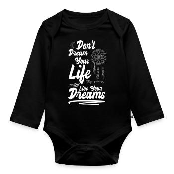 Dream Catcher Dreamer Tattoo Love - Organic Longsleeve Baby Bodysuit - black - Front