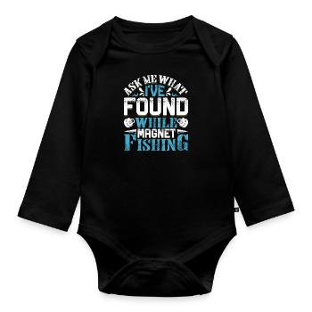 Magnetangler Ask me what I found Magnet fishing - Baby Bio-Langarm-Body - Schwarz - Vorne