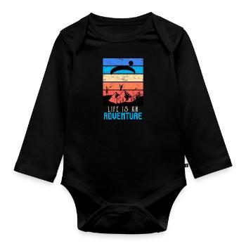 Paragliders Life is an adventure - Organic Longsleeve Baby Bodysuit - black - Front