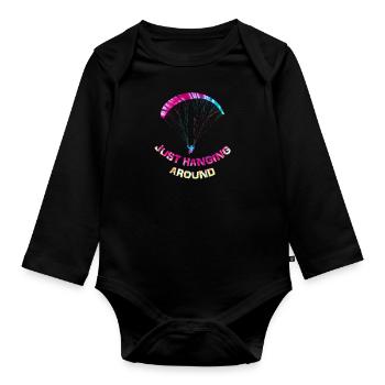 Paragliders I'm just hanging out here - Organic Longsleeve Baby Bodysuit - black - Front