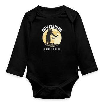 Bowfishing Heals the Soul Bogenfischen - Baby Bio-Langarm-Body - Schwarz - Vorne