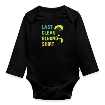 Gleitschirmflieger Last Clean Gliding Shirt - Baby Bio-Langarm-Body - Schwarz - Vorne