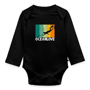 Speerfischen Ozean Liebe Speerfischer Fischjagd - Baby Bio-Langarm-Body - Schwarz - Vorne