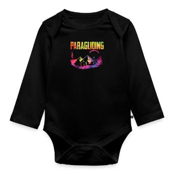 Gleitschirmfliegen Hike and Fly Paragliding - Organic Longsleeve Baby Bodysuit - black - Front