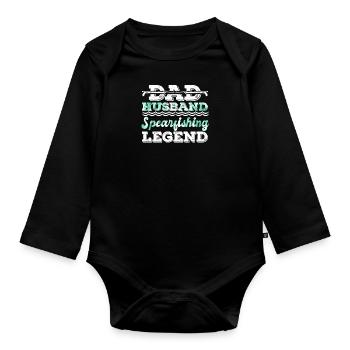 Fischjagd Dad Husband Spearfishing Legend Papa - Baby Bio-Langarm-Body - Schwarz - Vorne