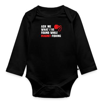 Magnetangler Frag was ich beim Magnetfischen fand - Baby Bio-Langarm-Body - Schwarz - Vorne