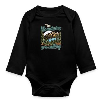 Mountaineering The Mountains are Calling - Organic Longsleeve Baby Bodysuit - black - Front