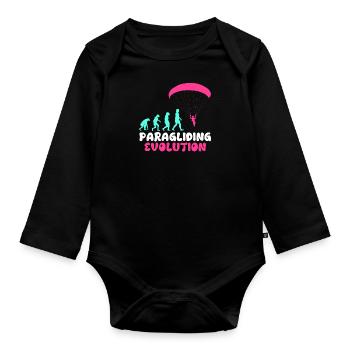 Paragliding Evolution Paraglider Girls - Organic Longsleeve Baby Bodysuit - black - Front