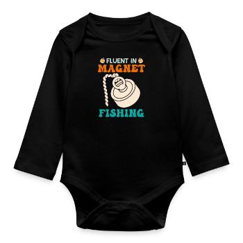 Magnetfischer Fluent in Magnetfishing Magnetangler - Baby Bio-Langarm-Body - Schwarz - Vorne