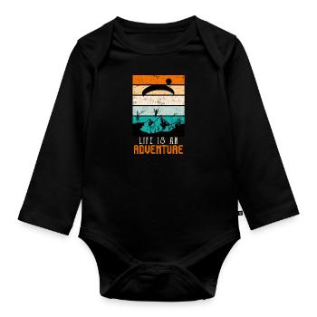Paragliders Life is an adventure - Organic Longsleeve Baby Bodysuit - black - Front