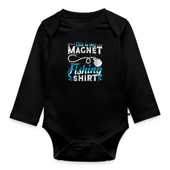 Magnetangler This is my Magnet Fishing Shirt - Baby Bio-Langarm-Body - Schwarz - Vorne