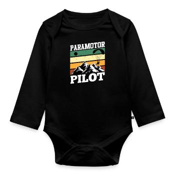 Paramotor Pilot Paraglider Paragliding - Organic Longsleeve Baby Bodysuit - black - Front