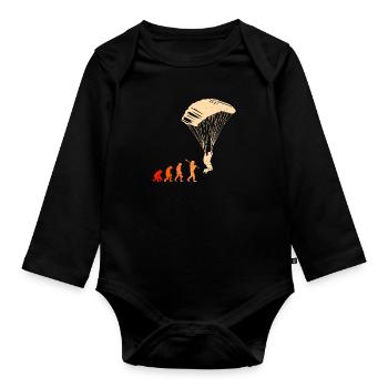 Paragliding Evolution Gleitschirmfliegen - Organic Longsleeve Baby Bodysuit - black - Front