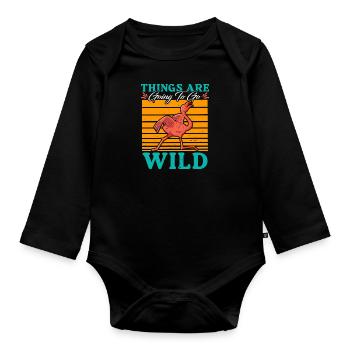 Flamingo Party Things are going to be Wild - Baby Bio-Langarm-Body - Schwarz - Vorne