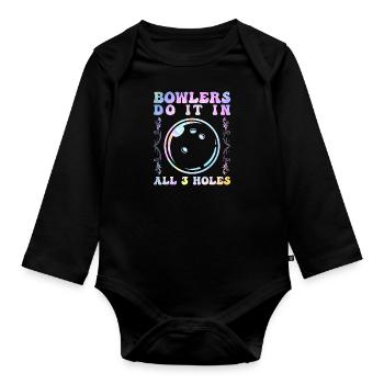 Les boulistes le font dans les 3 trous Drôles d’hommes de quilles - Body Bébé bio manches longues - noir - Devant