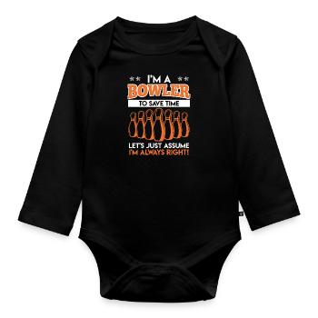 Bowling drôle Je suis Bowler Bowling - Body Bébé bio manches longues - noir - Devant
