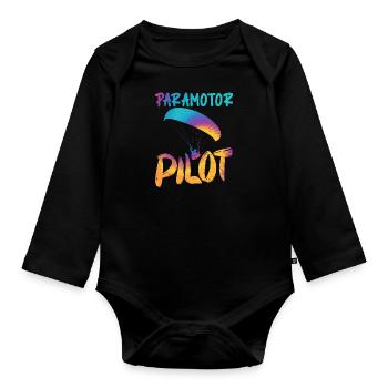 Chemise Parapente Pilote Parapente - Body Bébé bio manches longues - noir - Devant