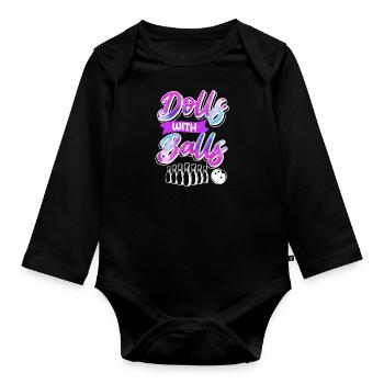 Bowlingspieler Frauen Dolls with Balls - Baby Bio-Langarm-Body - Schwarz - Vorne