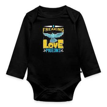 LOVE Tauben I Freaking Love Pigeons Tauben Shirt - Body Bébé bio manches longues - noir - Devant