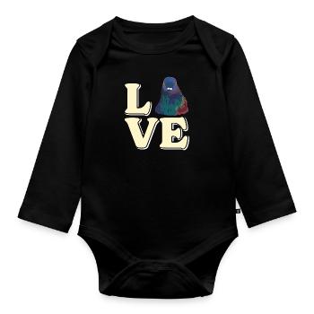 LOVE Tauben I Freaking Love Pigeons Tauben Shirt - Body Bébé bio manches longues - noir - Devant