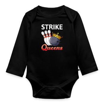 Strike Queens Bowling Shirt Joueuse de bowling - Body Bébé bio manches longues - noir - Devant