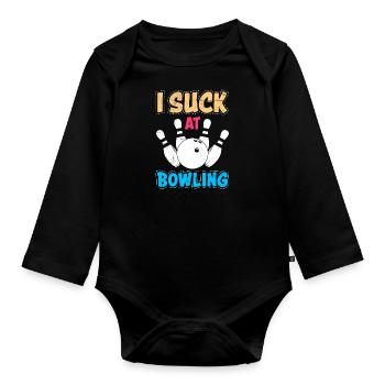 Joueur de bowling drôle Je suce à la chemise de bowling - Body Bébé bio manches longues - noir - Devant
