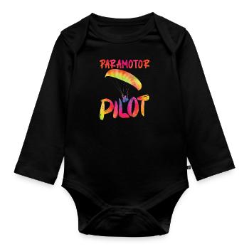 Chemise Parapente Pilote Parapente - Body Bébé bio manches longues - noir - Devant