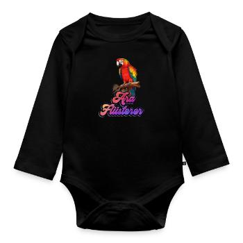 Ara Flüsterer Macaw Whisperer Papageien Fan - Baby Bio-Langarm-Body - Schwarz - Vorne