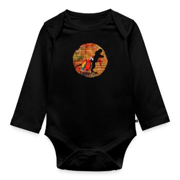 Ara Dinosaure Fan Perroquet Oiseau Amoureux - Body Bébé bio manches longues - noir - Devant