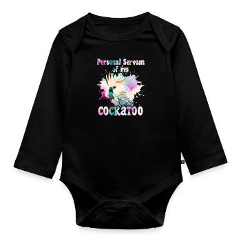 Kakaduu Serviteur personnel de mon cacatoès - Body Bébé bio manches longues - noir - Devant