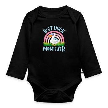 Best Duck Mom All Time Duck Lover Ladies - Organic Longsleeve Baby Bodysuit - black - Front