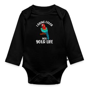 Ara J’apporterai Fabe dans ta vie Parrot Fan - Body Bébé bio manches longues - noir - Devant
