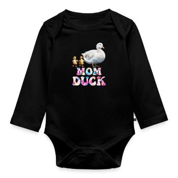 Mama Duck Duck Lover Duck Fan Women - Organic Longsleeve Baby Bodysuit - black - Front
