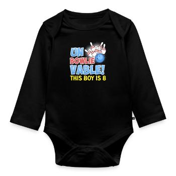 B-Day Kids incroyable! Ce garçon a 8 ans - Body Bébé bio manches longues - noir - Devant