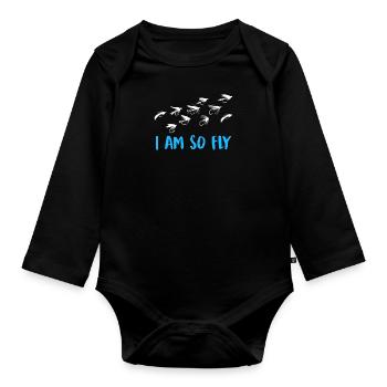 Fliegenfischer I´m so fly Fischjagd Angler - Baby Bio-Langarm-Body - Schwarz - Vorne