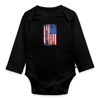 spearfishing america flag spearfishing spearfishing - Organic Longsleeve Baby Bodysuit - black - Front