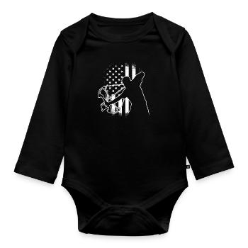 Bogenfischen Bogenjäger Fischjagd Bogen - Baby Bio-Langarm-Body - Schwarz - Vorne