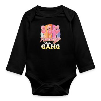 Flamingo Gang Bachelorettes Flamingos Life - Organic Longsleeve Baby Bodysuit - black - Front