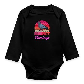 Ruhrpott Flamingo Pigeon Friends Pigeon Fan - Body Bébé bio manches longues - noir - Devant