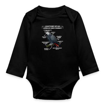 Grau Papagei Anatomy of an African Grey Parrot - Baby Bio-Langarm-Body - Schwarz - Vorne