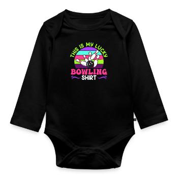 Joueur de bowling Ceci est ma chemise de bowling chanceux - Body Bébé bio manches longues - noir - Devant