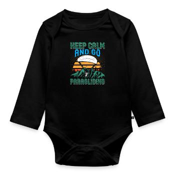 Gleitschirmfliegen Keep Calm Go Paragliding - Organic Longsleeve Baby Bodysuit - black - Front