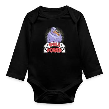 Seagulls Gull Power Coastal Bird Baltic Sea North Sea - Organic Longsleeve Baby Bodysuit - black - Front