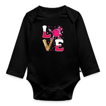 LOVE Bowling Shirt Damen Bowlingbahn Outfit - Baby Bio-Langarm-Body - Schwarz - Vorne