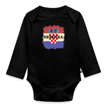 Croatie Croates Origine Lieu de naissance Drapeau - Body Bébé bio manches longues - noir - Devant