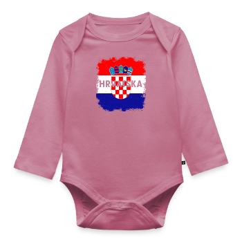 Croatie Croates Origine Lieu de naissance Drapeau - Body Bébé bio manches longues - mauve - Devant